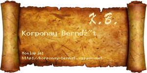 Korponay Bernát névjegykártya